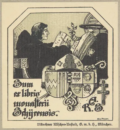 Экслибрис монастыря Ширенсис (Шейерн) by Огюстен Пашер, 1900-1910 — digital art print download