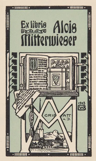 Экслибрис Алойса Миттервайзера by Бернхард Вениг, 1903 — digital art print download