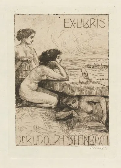 Bookplate of Dr Rudolph Steinbach by Bruno Héroux, 1910 — digital art print download