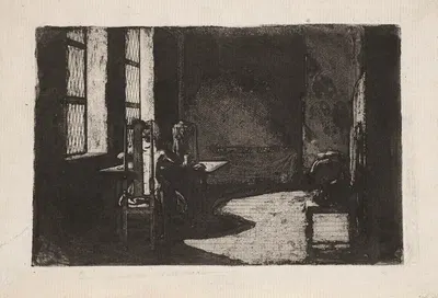 The artist in his mother's room in Gdańsk by Daniel Nikolaus Chodowiecki, 1774 — digital art print download