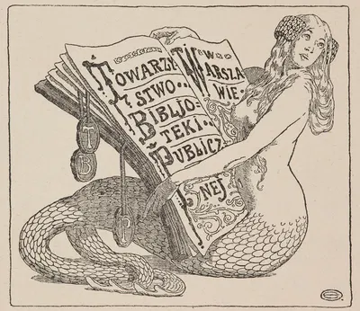 Экслибрис Товарищества публичной библиотеки в Варшаве (1906–1928) by Эдвард Окун, 1906–1928 — digital art print download