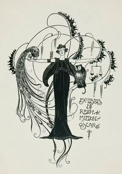 Bookplate of Dr Reich Milton Oscar by Émil Sarkadi, 1906 — digital art print download