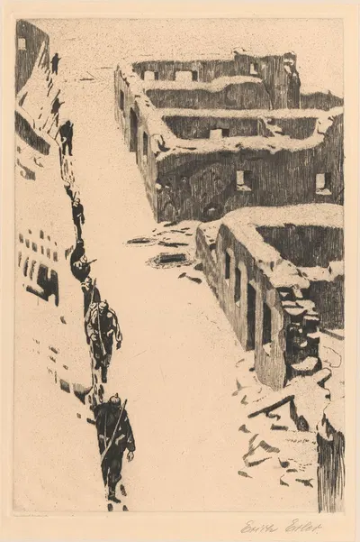 Деревня под огнем by Эрих Эрлер, 1918 — digital art print download