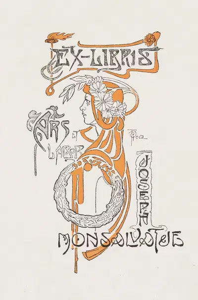Экслибрис Иосифа Монсальватье; искусство и труд by Франсеск Рока и Симó, 1910 — digital art print download