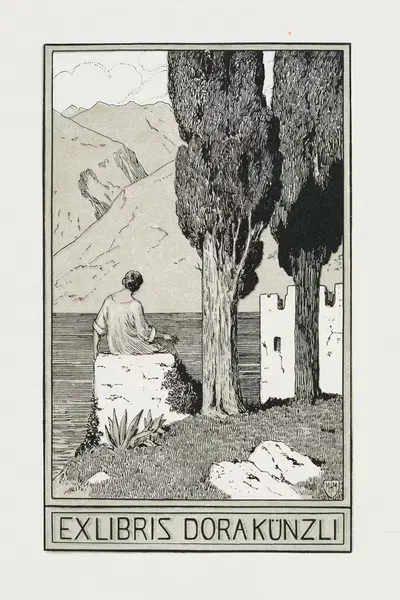 Экслибрис Доры Кюнцли by Франц Мюллер-Мюнстер, 1910 — digital art print download