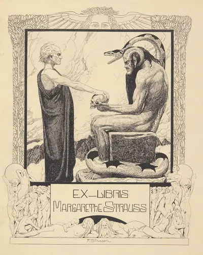 Экслибрис Маргариты Штраус (Магдебург) by Франц Штасен, 1900 — digital art print download
