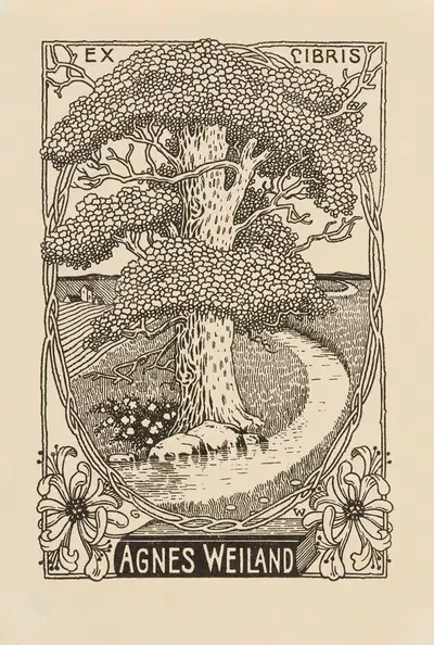 Экслибрис Агнес Вейланд by Гадсо Вейланд, 1910 — digital art print download
