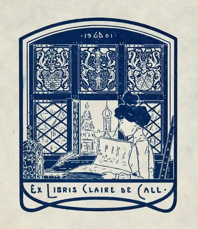 Bookplate of Claire de Call. by Georges Demeufve, 1901 — digital art print download