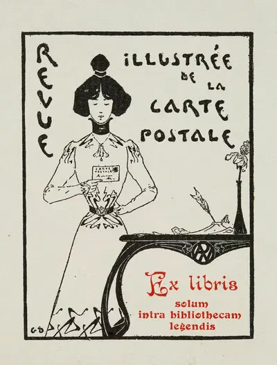 Revue Illustrée de la Carte Postale Ex libris solum intra bibliothecam legendis by Georges Demeufve, 1901 — digital art…