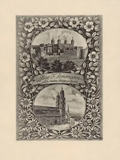 Bookplate; Aug. F. Ammann by Hasse Werner Tullberg — digital art print download