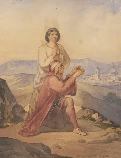 Dante i Beatrice by Ignacy Gierdziejewski, 1858 — digital art print download