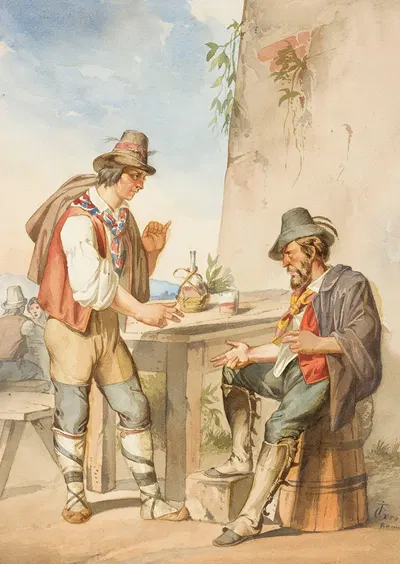 In a Roman inn by Ignacy Gierdziejewski, 1858 — digital art print download