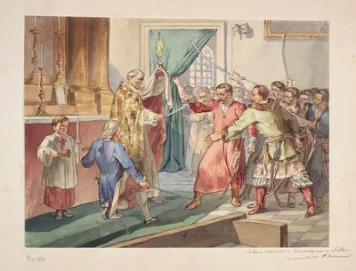 The duel of Andrzej Koźmian and Kazimierz Nestor Sapieha in the Dominican Church in Lublin on 15 July 1784 by Ignacy…