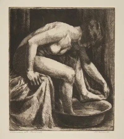 Обнаженная женщина, моющая ноги by Ян Войнарский, 1920-1930 — digital art print download