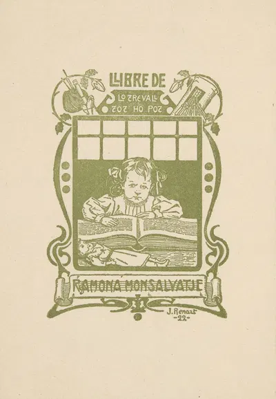 Экслибрис Рамоны Монсальват by Жоаким Ренар, 1900-1910 — digital art print download