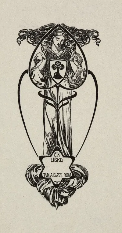 Bookplate of Maria Isabel Nolla by José Triadó, 1900 — digital art print download