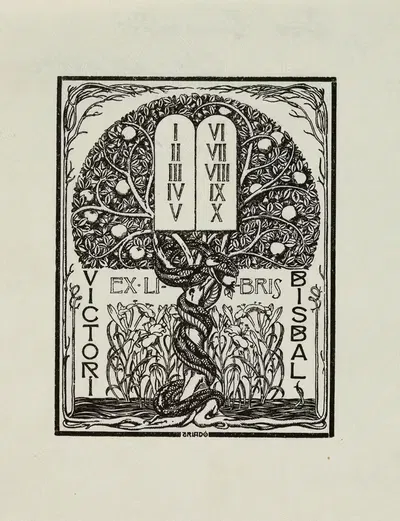 Экслибрис Виктори Бисбал by Хосе Триадо, 1903 - 1910 — digital art print download