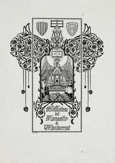 Экслибрис; Библиотека монастыря Монсеррат by Хосе Триадо, 1905 — digital art print download