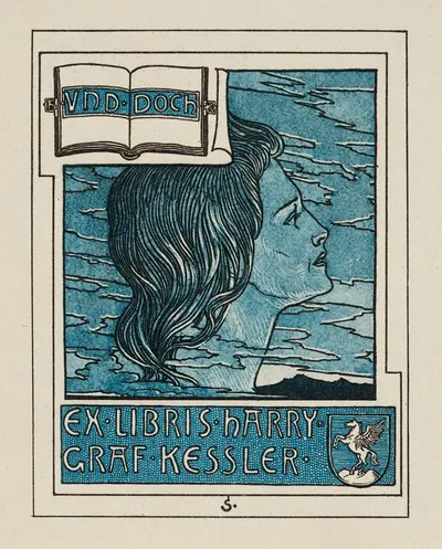 Bookplate of Harry Graf Kessler by Joseph Sattler, 1896 — digital art print download