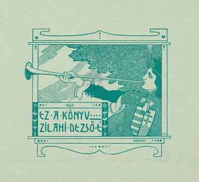 Экслибрис с надписью; Эз. А. Книг Зилахи Дежё. Е. by Кальман Рожняй, 1905 — digital art print download