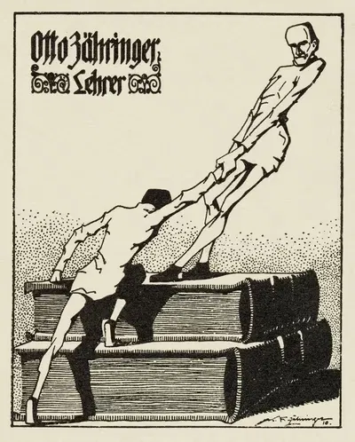Экслибрис; Отто Церингер, учитель by Карл Фридрих Церингер, 1910 — digital art print download