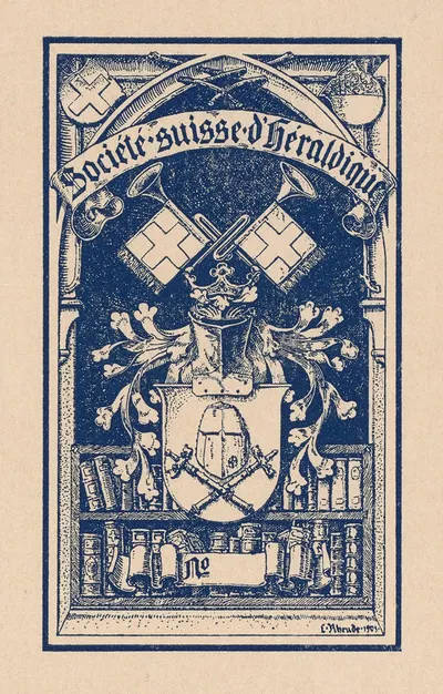 Экслибрис; Швейцарское общество геральдики by Лоренц Макс Ройде, 1901 — digital art print download