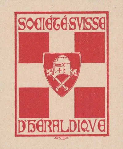 Bookplate; Société Suisse d'Heraldique by Lorenz Max Rheude, 1901 — digital art print download