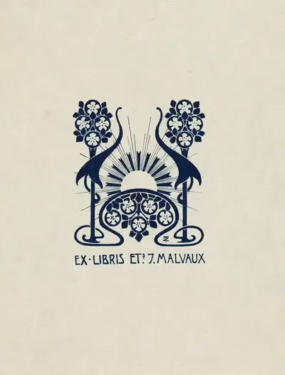 Bookplate of Ets. J. Malveaux by Louis Titz, 1900 — digital art print download