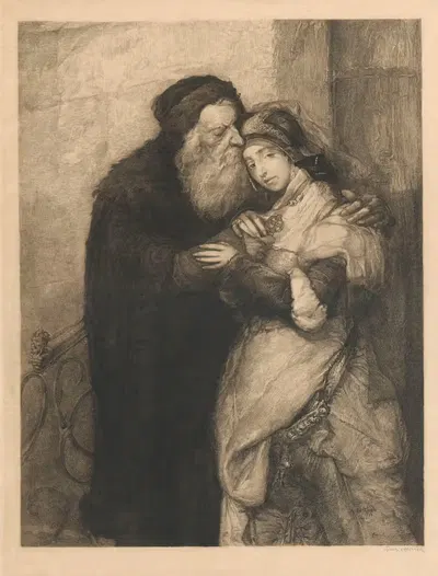 Шейлок и Джессика by Мавриций Готлиб, 1913 — digital art print download