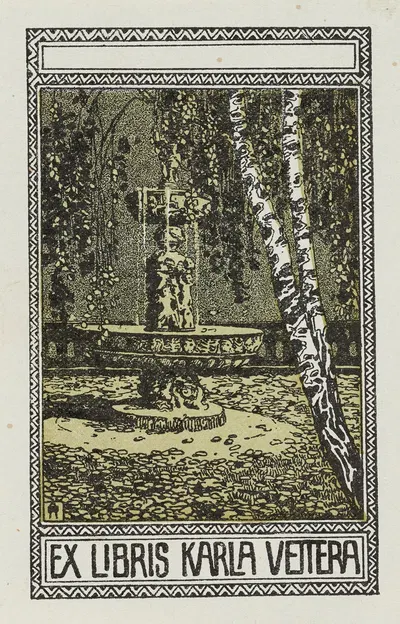 Bookplate of Karl Vetter by Otakar Štáfl, 1910 — digital art print download