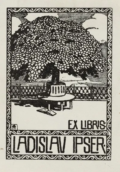 Bookplate of Ladislav Ipser by Otakar Štáfl, 1908 — digital art print download