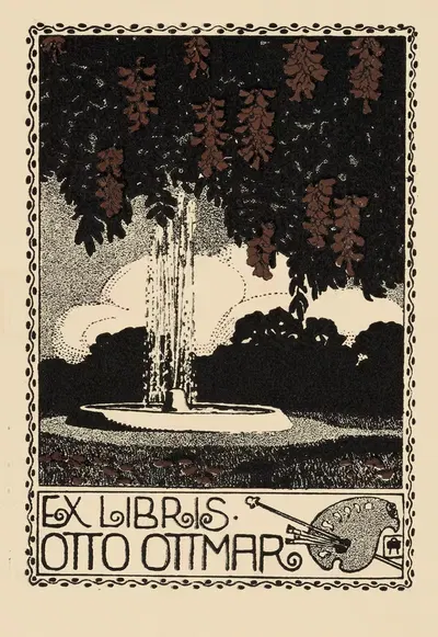 Bookplate of Otto Ottmar by Otakar Štáfl, 1900 — digital art print download
