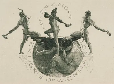 Экслибрис доктора В. Эрхарта; Non Frangor by Отто Грейнер, 1900 — digital art print download