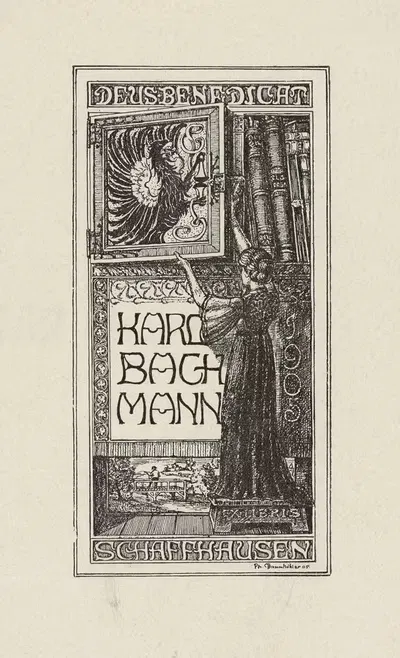 Экслибрис; Карл Бахман; Deus Benedicat; Шаффхаузен by Филипп Даммкёлер, 1905 — digital art print download