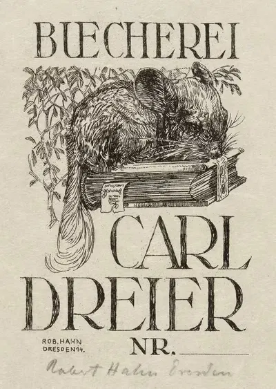 Bookplate; Buecherei Carl Dreier nr….. by Robert Hahn, 1914 — digital art print download