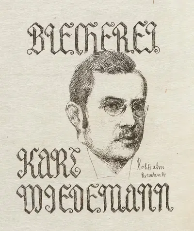 Bookplate; Buecherei Karl Wiedemann by Robert Hahn, 1914 — digital art print download