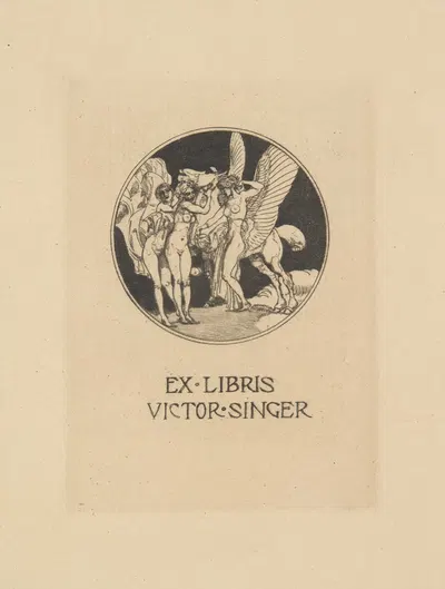 Victor Singer – ekslibris by Rudolf Jettmar, 1900-1930 — digital art print download