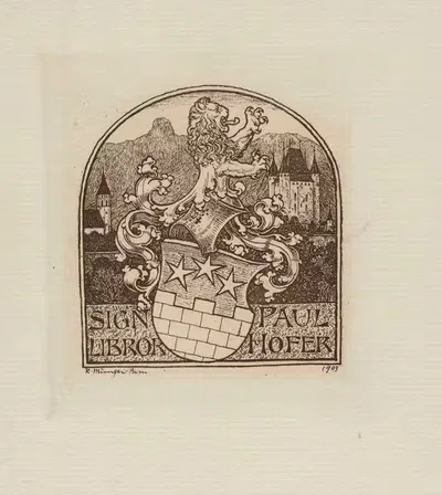 Bookplate; Sign libror Paul Hofer by Rudolf Münger, 1903 — digital art print download