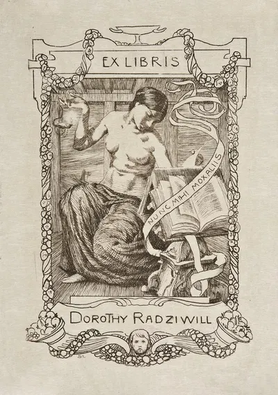Bookplate of Dorotha Radziwiłł by Sigmund Lipinsky, 1911 — digital art print download