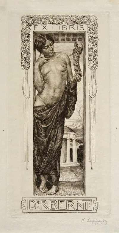 Bookplate of dr Richard Bernt by Sigmund Lipinsky, 1912 — digital art print download