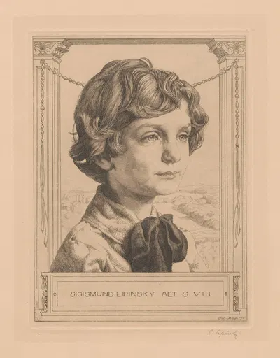 Portrait of Sigismund (Lin) Lipinsky, artist’s son, at the age of eight by Sigmund Lipinsky, 1916 — digital art print…