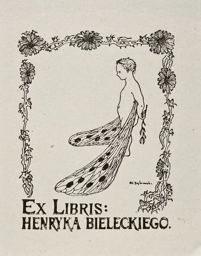 Bookplate of Henryk Bielecki by Stanisław Dąbrowski, 1905-1925 — digital art print download