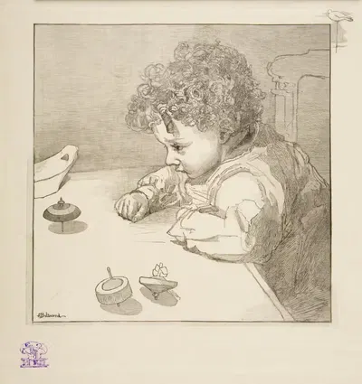 Ребенок с юлой by Тони Бельтран, 1888 — digital art print download