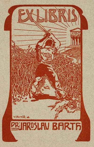 Bookplate of Dr. Jaroslav Barth by Vaclav Rytiř, 1905 — digital art print download