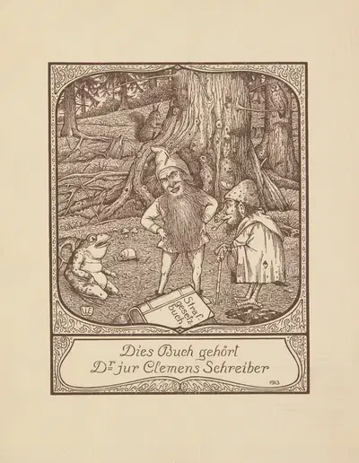 Dr Klemens Schreiber – ekslibris by Wilhelm Ehringhausen, 1913 — digital art print download