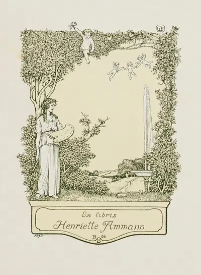Экслибрис Генриетты Амман by Вильгельм Эрингхаузен, 1906 — digital art print download