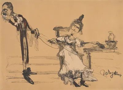 Jadwiga Mrozowska and Andrzej Mielewski as Albin and Klara in Aleksander Fredro's Śluby panieńskie by Witold Wojtkiewicz,…
