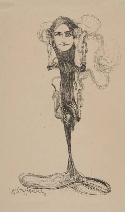 Jadwiga Mrozowska; Psyche in J. Żuławski's play 'Eros and Psyche' by Witold Wojtkiewicz, 1904 — digital art print download