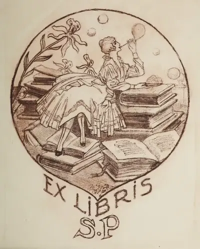 Bookplate of Stanisław Pilat by Władysław Witwicki, 1917 — digital art print download