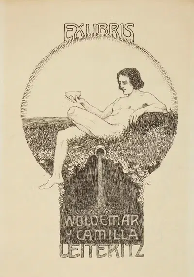 Экслибрис Вольдемара и Камиллы Лейтериц by Вольдемар Лейтериц, 1910 — digital art print download